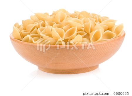 raw pasta and plate isolated on white 6680635