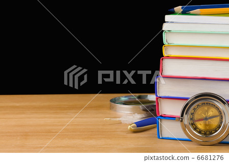 back to school supplies and books isolated on black back to school supplies and books isolated on black 6681276