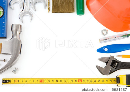 set of tools and instruments isolated on white set of tools and instruments isolated on white 6681387