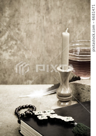 Holy Scriptures, candle and vine 6681471