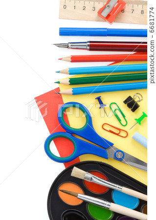back to school and supplies isolated on white 6681774