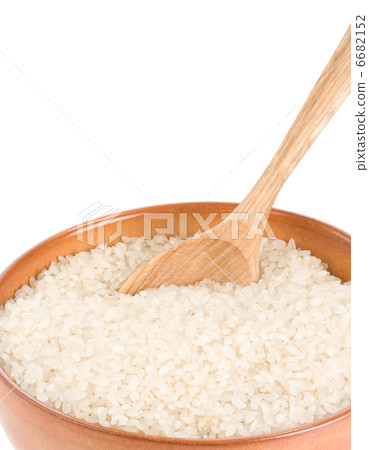 rice in wooden plate and spoon rice in wooden plate and spoon 6682152