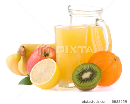 fresh fruits and juice in glass isolated on white fresh fruits and juice in glass isolated on white 6682259