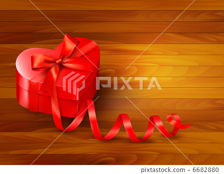 Holiday background with gift red box and red... - Stock Illustration ...