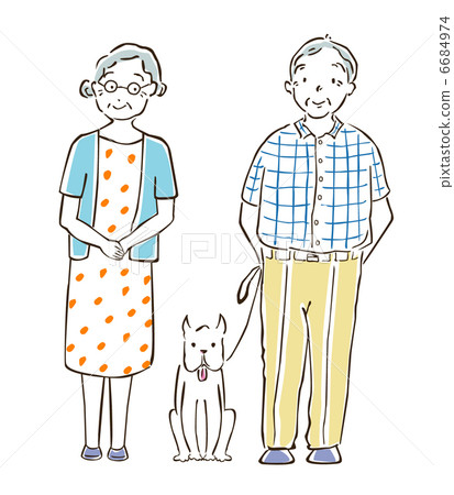 老夫妻和寵物狗 6684974