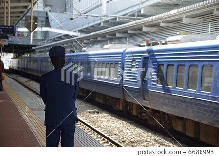 Stock Photo: home, train station, station attendant