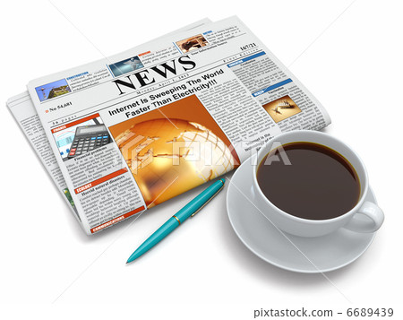 Coffee cup with newspaper 6689439