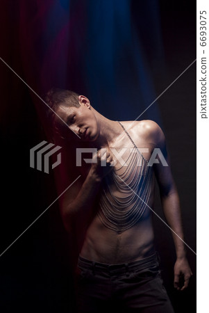 Theatrical Style. Silhouette of Graceful Handsome Thin Young Man Theatrical Style. Silhouette of Graceful Handsome Thin Young Man 6693075