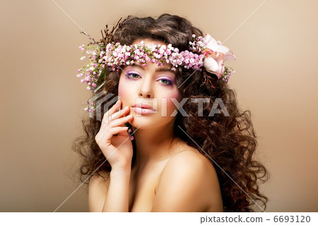 Complexion. Classy Young Woman with Curly Hairdo - Blush Face 6693120