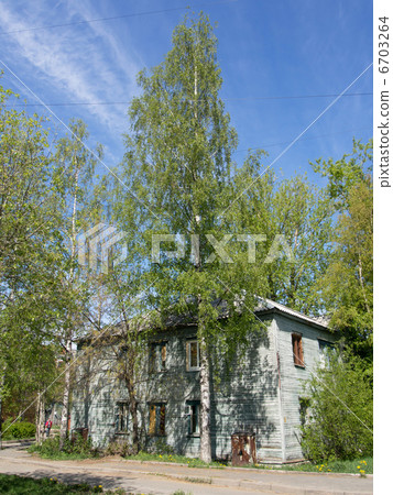 wooden house in the city 6703264
