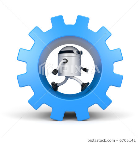 Robot leaning on a gear Robot leaning on a gear 6705141