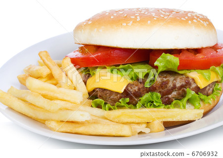 hamburger with fries hamburger with fries 6706932