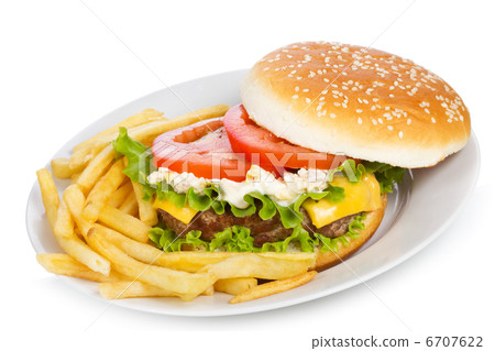 hamburger with fries hamburger with fries 6707622