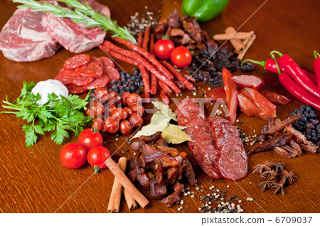 meat and sausages meat and sausages 6709037