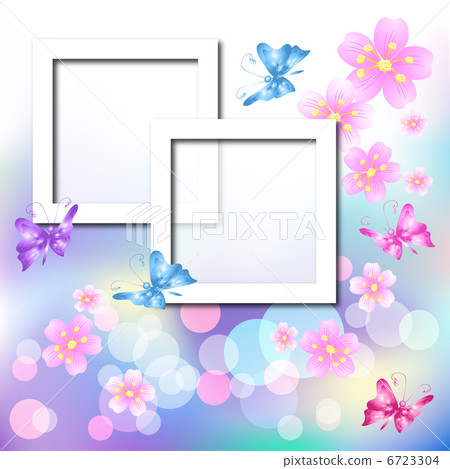 Design photo frames with flowers and butterfly 6723304