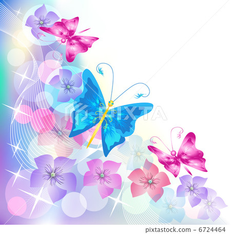 Floral background with butterfly - Stock Illustration [6724464] - PIXTA