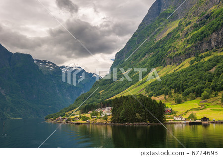 Small village in Naeroyfjord, Norway 6724693