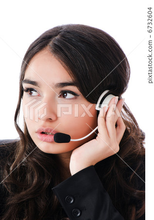 Young heldesk operator with headset Young heldesk operator with headset 6732604