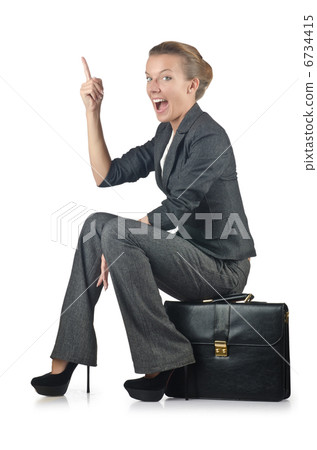 Businesswoman with briefcase on white Businesswoman with briefcase on white 6734415