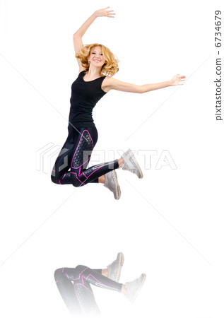 Woman doing sports on white Woman doing sports on white 6734679