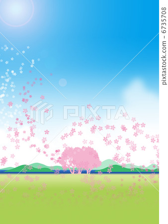開花在海灘的櫻花 6735708