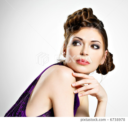 Beautiful woman with stylish hairstyle with pigtails design Beautiful woman with stylish hairstyle with pigtails design 6738978