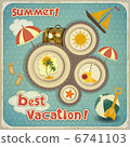 Summer Vacation Card in Vintage Style 6741103
