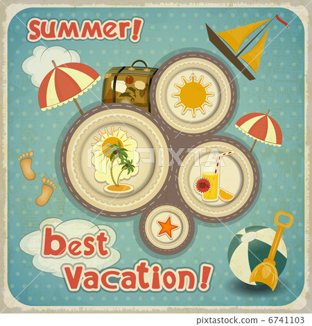 Summer Vacation Card in Vintage Style 6741103