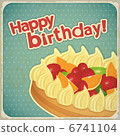 Vintage birthday card with Fruit Cake 6741104