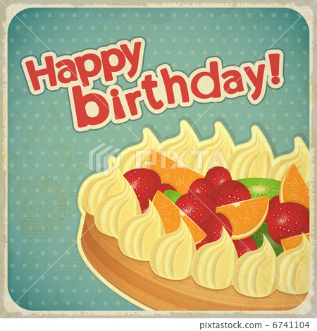 Vintage birthday card with Fruit Cake 6741104