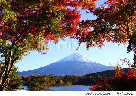 富士山和湖與秋葉 6741301