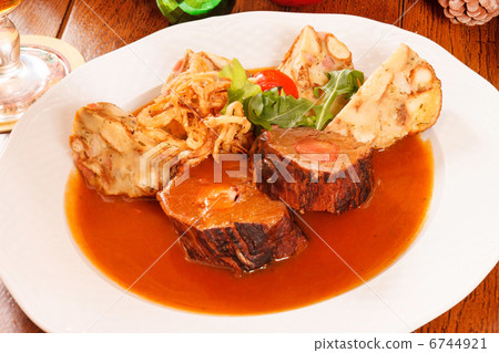 roasted meat on Christmas table 6744921