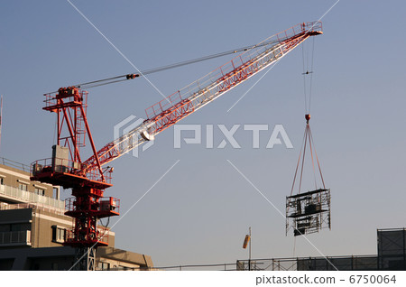 Apartment building construction site tower crane -3 6750064