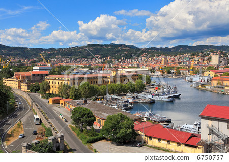 Harbor and city of La Spezia, Italy. 6750757
