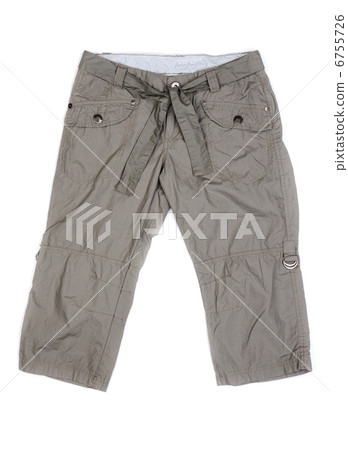 Women's summer cargo shorts isolated on white with natural shado 6755726