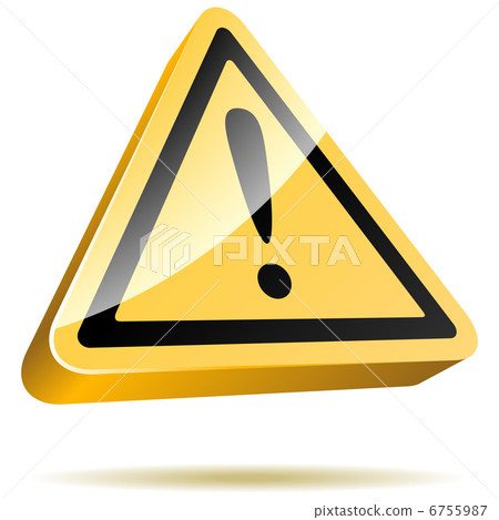 3D yellow warning sign isolated on white background. 3D yellow warning sign isolated on white background. 6755987