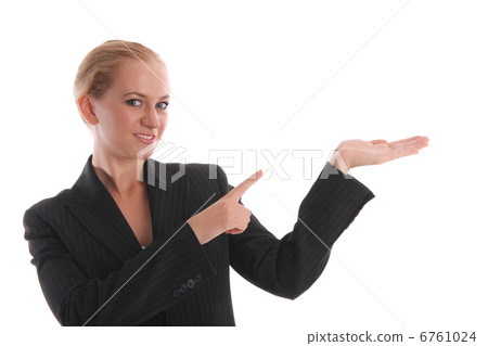 Businesswoman shows on a palm 6761024