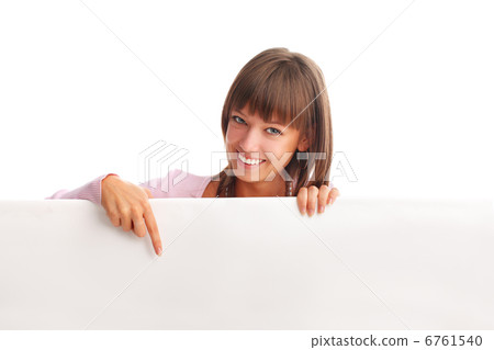 Beautiful woman with empty blank Beautiful woman with empty blank 6761540