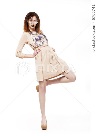 Mod. Avant-garde. Futuristic Brunette Mod in Spectacles. High Fashion 6765741