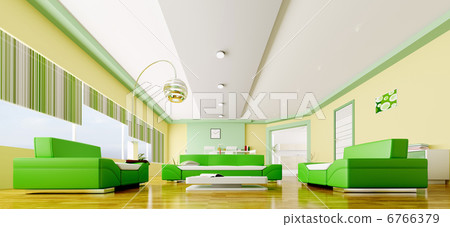 Interior of modern living room panorama 3d 6766379