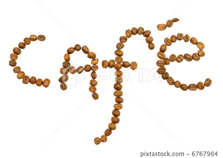word cafe coffeebeans on white background word cafe coffeebeans on white background 6767984