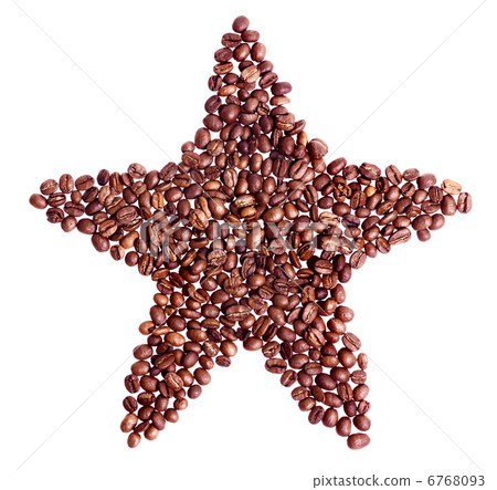 star from coffee beans isolated on white 6768093