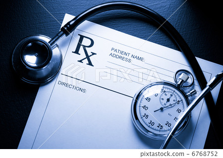 Stethoscope, stopwatch and patient list on black Stethoscope, stopwatch and patient list on black 6768752