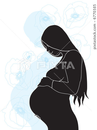 Vector illustration of silhouette of young future mother 6770385