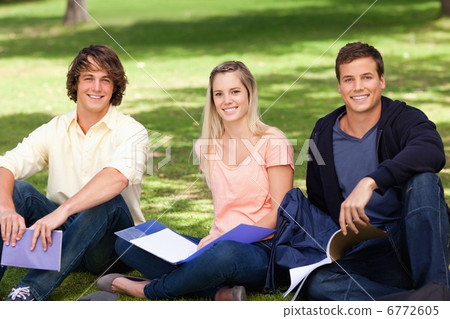 Portrait of three students in a park Portrait of three students in a park 6772605