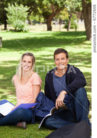 Portrait of two students in a park Portrait of two students in a park 6772606
