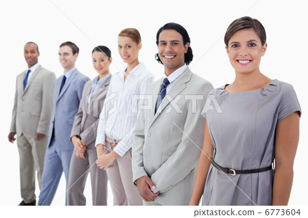 Close-up of colleagues smiling and looking straight Close-up of colleagues smiling and looking straight 6773604