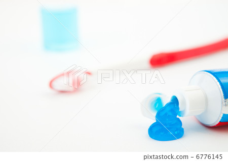 Blue toothpaste outgoing of the tube of toothpaste Blue toothpaste outgoing of the tube of toothpaste 6776145