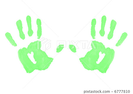 Two green symmetric handprints 6777810