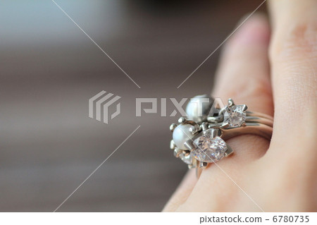 Three-row silver ring with large charm Three-row silver ring with large charm 6780735